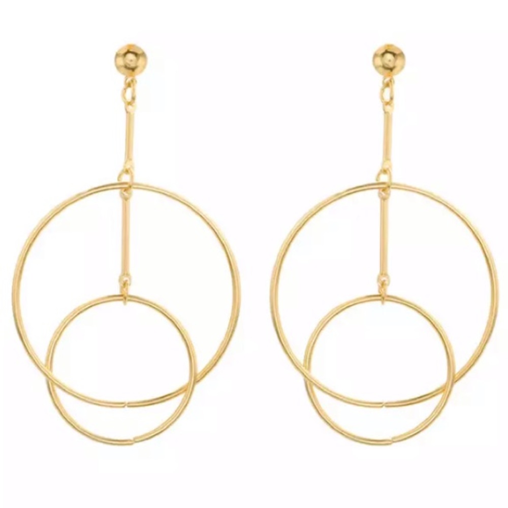 NEW!๐๐MODERN MINIMALIST CIRCLE HOOPS!๐๐GOLDEN! - Picture 1 of 8